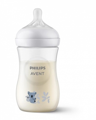 Philips Avent Natural Response barošanas pudelīte Koala 260 ml, vidējas plūsmas knupītis, 1m+