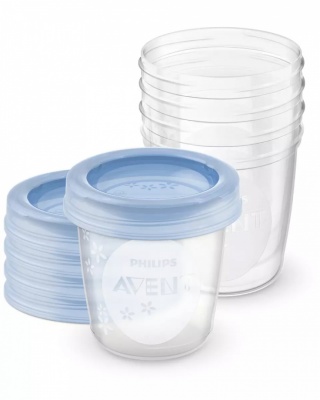 Philips Avent trauki ar vāciņiem krūts piena/ēdiena uzglabāšanai 180 ml (5gab)
