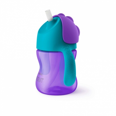 Philips Avent Krūzīte ar elastīgu salmiņu, 200 ml, 9M+, lillā