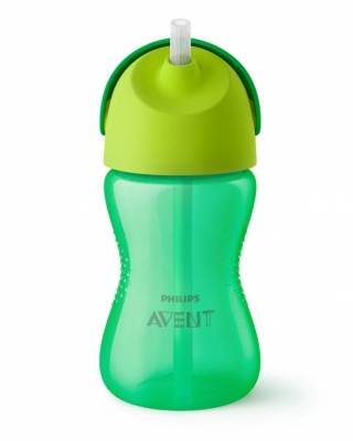 Philips Avent Krūzīte ar elastīgu salmiņu, 300 ml, 12M+, zaļa