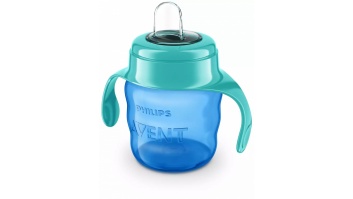 Philips Avent Easy Sip mācību krūzīte ar rokturiem,  6M+, 200ml, silikona snīpis, zaļa