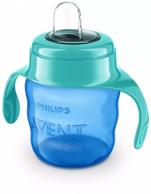 Philips Avent Easy Sip mācību krūzīte ar rokturiem,  6M+, 200ml, silikona snīpis, zaļa