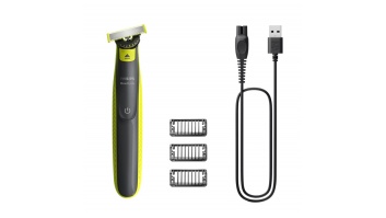 PHILIPS OneBlade 360 skuveklis sejai, zaļš un pelēks ar 3 rugāju ķemmēm