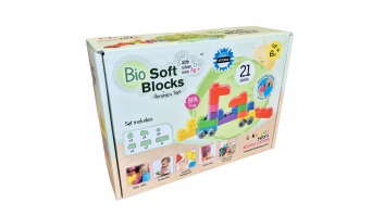 Gerardo's Toys mīksto klucīšu komplekts ar riepām, 21 gab. (15 gab.+ 6 riepu detaļas)