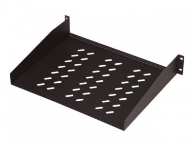 Digitus | Fixed Shelf for Racks | DN-19 TRAY-2-55-SW | Black | The shelves for fixed mounting can be installed easy on the two front 483 mm (19“) profile rails of your 483 mm (19“) network- or server cabinet. Due to their stable, perforated steel sheet wi