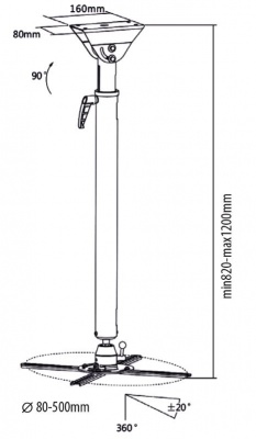 Sunne | Ceiling mount | Projector Mounts PRO300XL2 | Adjustable Length, Tilt, Swivel, Rotate | Maximum weight (capacity) 25 kg | White
