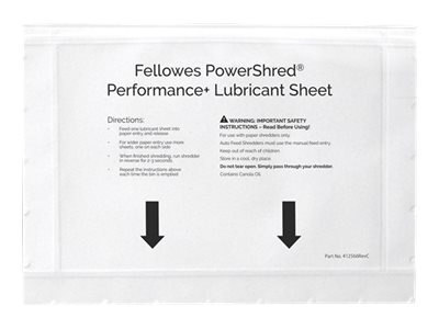 Fellowes | Shredder oil sheets 10 pcs | 4025601 | Easy to use no spills and no mess; Improves your shredders performance by keeping the cutters lubricated