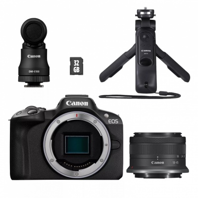 Canon | EOS R50 + RF-S 18-45mm CREATOR KIT (SIP) | Megapixel 24.2 MP | Image stabilizer | ISO sensitivity (max) 32000 | Display diagonal 2.95 " | Wi-Fi | Video recording | Automatic, manual | CMOS | Black