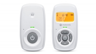 Motorola | Audio Baby Monitor | AM24 | 1.5” LCD black and white display with orange backlight; 1.5” LCD black and white display with orange backlight; Connect one baby unit to two parent units to monitor from different rooms; Rechargeable portable parent 