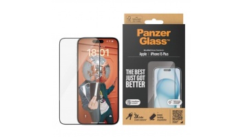 PanzerGlass | Screen protector | Apple | IPhone 15 Plus | Glass | Transparent | Ultra-wide fit, Scratch resistant, Drop protection, EasyAligner included