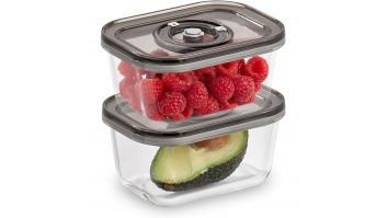Caso | Glass Vacuum Containers with Plastic Lid (2 pcs) | VacuBoxx Eco-Duo S | Transparent