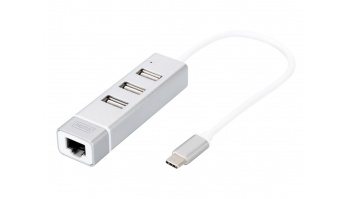 Digitus | USB Type-C 3-Port Hub + Fast Ethernet LAN Adapter | DA-70253