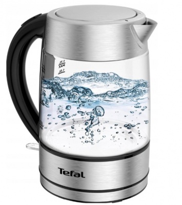 TEFAL | Kettle | KI772D | Electric | 2400 W | 1.7 L | Glass | 360° rotational base | Stainless Steel/Black