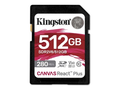 Kingston SDXC II V60 React Plus | SDR2V6/512GB | 512 GB | SDXC | Flash memory class Class 10, UHS-II, U3, V60