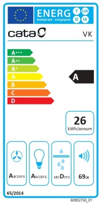 CATA Hood | VK 6000 WH | Wall mounted | Energy efficiency class A | Width 60 cm | 398 m³/h | Push buttons | CSLED | White