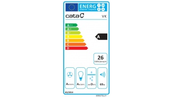 CATA Hood | VK 6000 WH | Wall mounted | Energy efficiency class A | Width 60 cm | 398 m³/h | Push buttons | CSLED | White