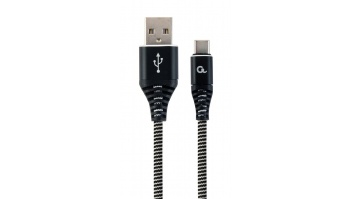 Cablexpert | Premium cotton braided Type-C USB charging and data cable, 1 m | CC-USB2B-AMCM-1M-BW