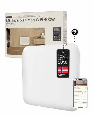Mill Invisible Smart WiFi Heater | PA400WIFI4 | Panel Heater | 400 W | Suitable for rooms up to 4-6 m² | White | IPX4