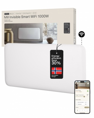 Mill Invisible Smart WiFi Heater | PA1000WIFI4 | Panel Heater | 1000 W | Suitable for rooms up to 12-16 m² | White | IPX4
