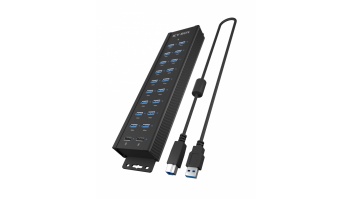 Raidsonic | 20-in-1 USB HUB with power supply, on/off button and mounting brackets | IB-HUB1720-U3