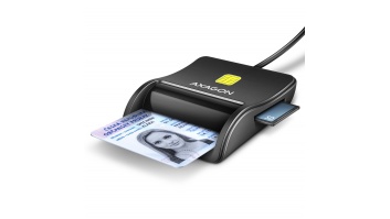 AXAGON Compact desktop USB contact Smart/ID & SD/microSD/SIM card reader with long, USB-A cable | CRE-SM3SD