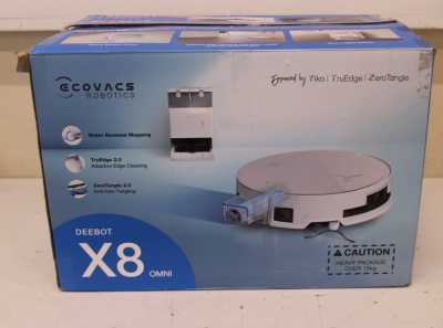 SALE OUT. Ecovacs DEEBOT X8 OMNI Vacuum cleaner, Robot, Wet&Dry, 18000Pa, TruEdge 2.0, AIVI 3D 3.0, YIKO-GPT, White+Auto-empty station | SALE OUT. SALE OUT. Ecovacs | Robotic Vacuum Cleaner | DEEBOT X8 OMNI | Wet&Dry | Lithium-Ion | 5200 mAh | Dust capaci