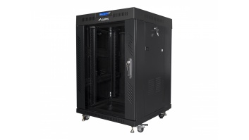 Lanberg | Rack cabinet 19" free-standing 15U/600x600 (flat pack) with glass door, LCD | FF01-6615-12BL | Black