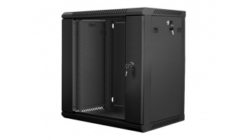 Lanberg | Rack cabinet 19" wall-mount 12U/600x450 (flat pack) with glass door | WF01-6412-10B | Black