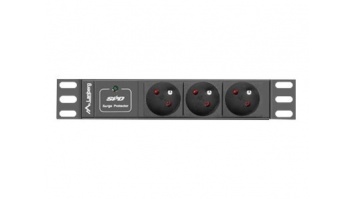 Lanberg Power Distribution Unit (PDU) 10" 1U 16A 2m 3x French Outlets | PDU-03E-0200-BK