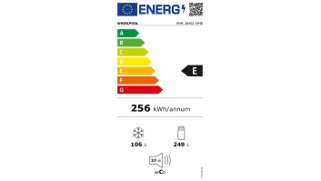 Whirlpool Refrigerator | WHK 26402 XP4E | Energy efficiency class E | Free standing | Combi | Height 203.5 cm | No Frost system | Fridge net capacity 249 L | Freezer net capacity 106 L | Display | 37 dB | Silver