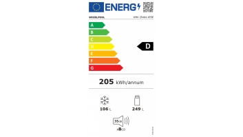 Whirlpool Refrigerator | WHK 25404 XP5E | Energy efficiency class D | Free standing | Combi | Height 203.5 cm | No Frost system | Fridge net capacity 249 L | Freezer net capacity 106 L | 35 dB | Silver