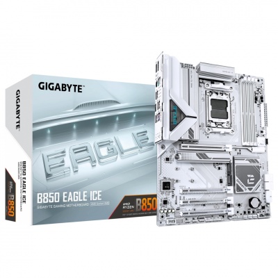 Gigabyte B850 EAGLE ICE | Processor family AMD | Processor socket AM5 | DDR5 | Supported hard disk drive interfaces SATA, M.2 | Number of SATA connectors 4
