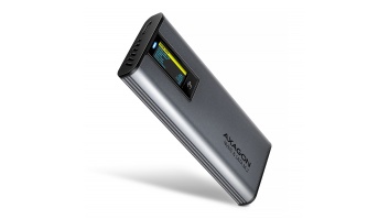 AXAGON External USB-C 10Gbps metal box with info display for M.2 NVMe and SATA SSD | EEM2-SD2