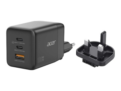 Acer | 100W GaN charger, 2x USB-C + 1x USB-A ports