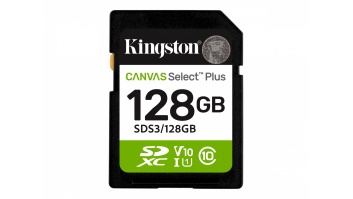 Kingston Canvas Select Plus | 128 GB | SD | Flash memory class Class 10, UHS-I, U1/U3, Video Class 10/30
