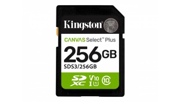 Kingston Canvas Select Plus | 256 GB | SD | Flash memory class Class 10, UHS-I, U1/U3, Video Class 10/30