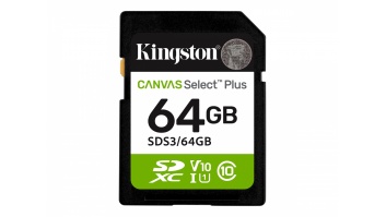 Kingston Canvas Select Plus | 64 GB | SD | Flash memory class Class 10, UHS-I, U1/U3, Video Class 10/30