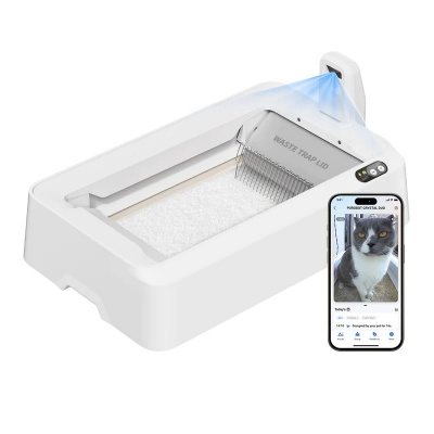 PETKIT Purobot Crystal Duo with Camera Self-Cleaning Cat Litter Box | White