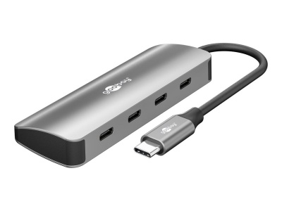 Goobay Slim 4-Port USB-Hub, USB-C auf USB-C, 10 Gbit/s, Grey | 76565