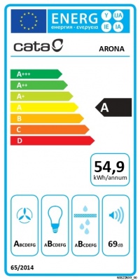 CATA Hood | ARONA 60 BK | Canopy | Energy efficiency class A | Width 59.5 cm | 766 m³/h | Electronic control | LED | Black