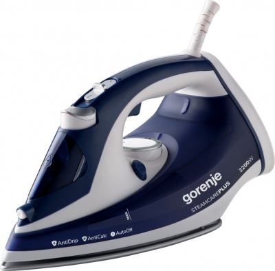 Gorenje | SIH2200BLC | Steam Iron | 2200 W | Water tank capacity 280 ml | Continuous steam 30 g/min | Steam boost performance 90 g/min | Blue/White