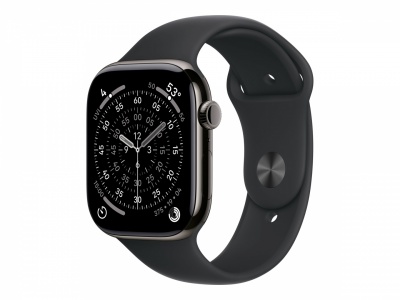 Apple Watch Series 11 GPS + Cellular 46mm Slate Titanium Case with Black Sport Band - M/L | Apple