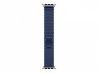 Apple | 49mm Blue/Bright Blue Trail Loop - S/M - Natural Titanium Finish