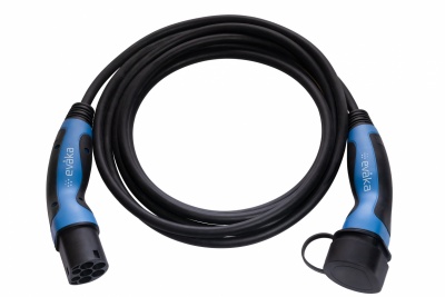 Evaka EV charging cable Type2-Type2, 22 kW, 32 A, 5x6 mm2, 1x0.5 mm2, 5 m | EVA503325 | Black
