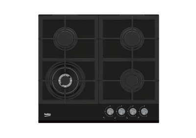 BEKO Hob | HILW64235S | Gas | Number of burners/cooking zones 4 | Rotary knobs | Black