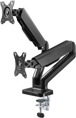 Goobay Desk Mount | Double Monitor Mount with Gas Spring | Swivel, Tilt, Rotation | 17-32 " | Maximum weight (capacity) 9 kg | Black