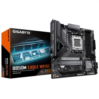 Gigabyte B850M EAGLE WF6E | Processor family AMD | Processor socket AM5 | DDR5 | Supported hard disk drive interfaces SATA, M.2 | Number of SATA connectors 4