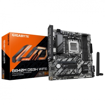 Gigabyte B840M DS3H WIFI6 (rev. 1.1) | Processor family AMD | Processor socket AM5 | DDR5 | Supported hard disk drive interfaces SATA, M.2 | Number of SATA connectors 4