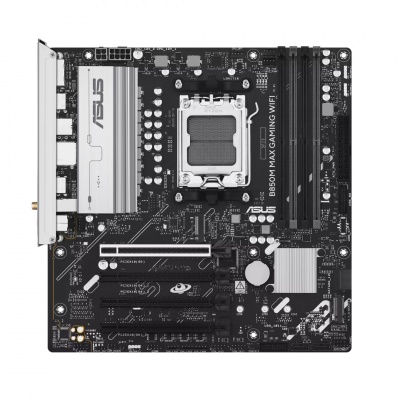 Asus B850M MAX GAMING WIFI | Processor family AMD | Processor socket AM5 | DDR5 | Supported hard disk drive interfaces SATA, M.2 | Number of SATA connectors 4
