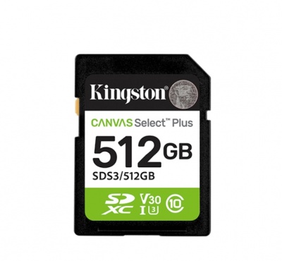 Kingston Canvas Select Plus | 512 GB | SD | Flash memory class Class 10, UHS-I, U1/U3, Video Class 10/30